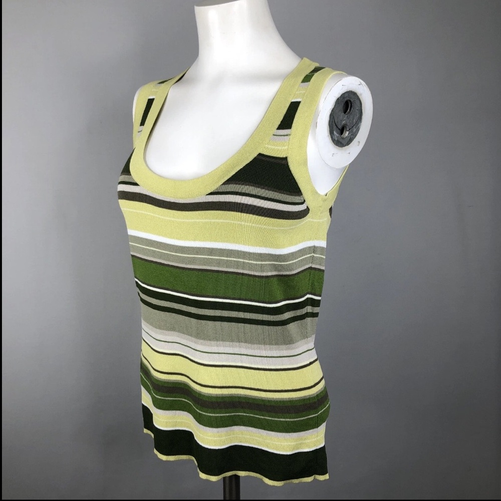 NY&Co Striped Green Y2K Knit Tank Top Size Small Vintage Retro